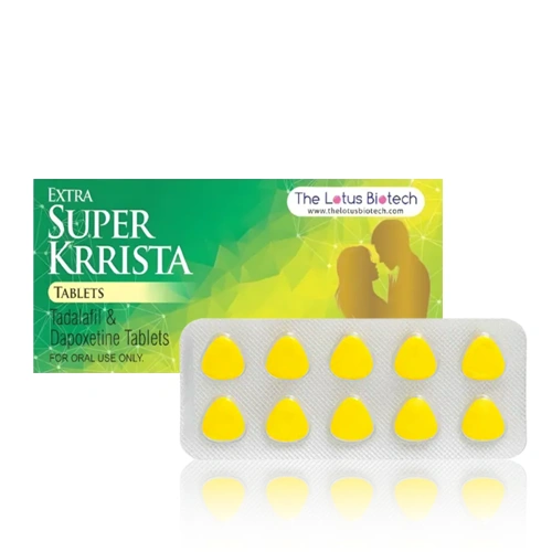 超級雙效必利勁 Extra Super Krista 120mg 外盒與10顆黃色藥錠