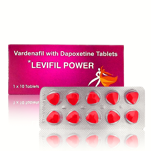 雙效樂威壯 Levifil Power 80mg 外盒與10顆紅色藥錠